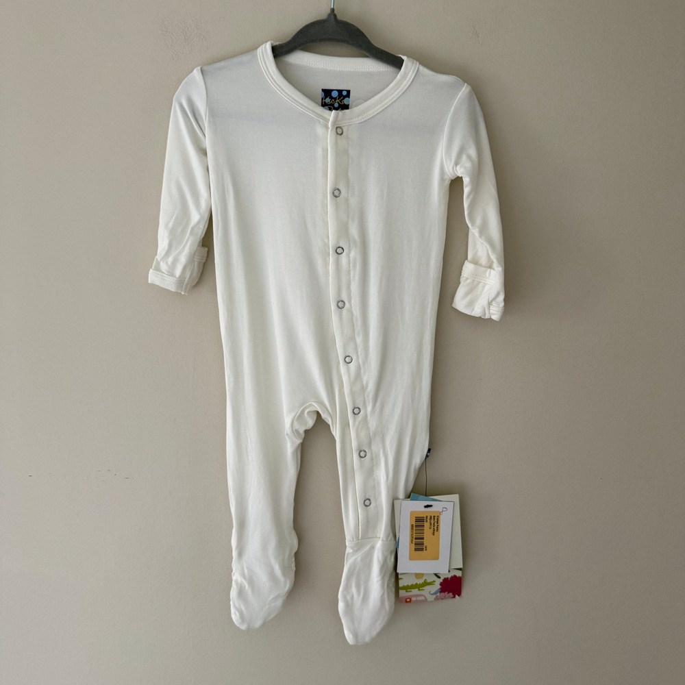 KicKee Pants Basic Footie w/Snaps Natural Bamboo Viscose Sleeper 3-6M PRD-KPF174